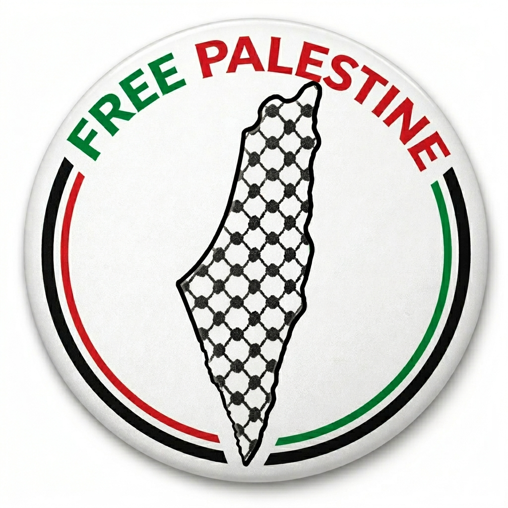 Donation Pin: Free Palestine Kuffiyeh Map