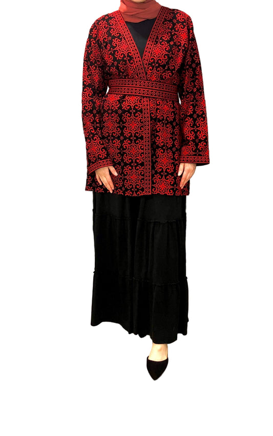 Short Traditional Palestinian Tatreez Jacket with belt