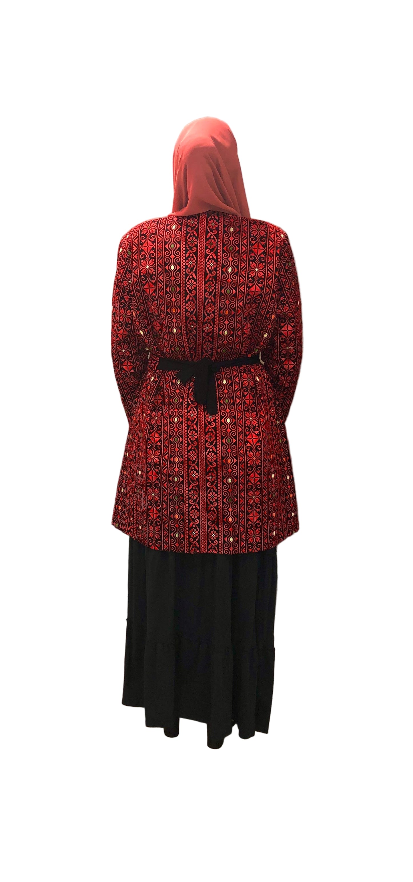 Long Modern Palestinian Tatreez Jacket with belt