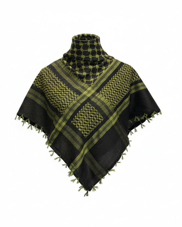 Reversible Two-Tone Cotton Kuffiyeh with Tassels