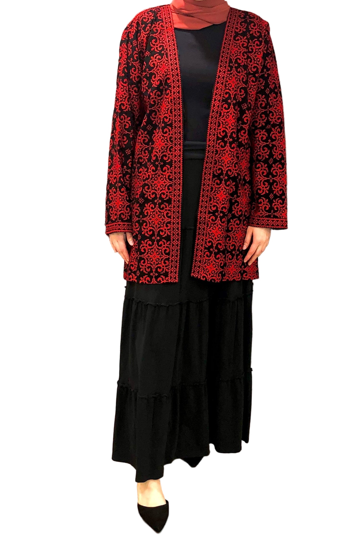 Short Traditional Palestinian Tatreez Jacket with belt