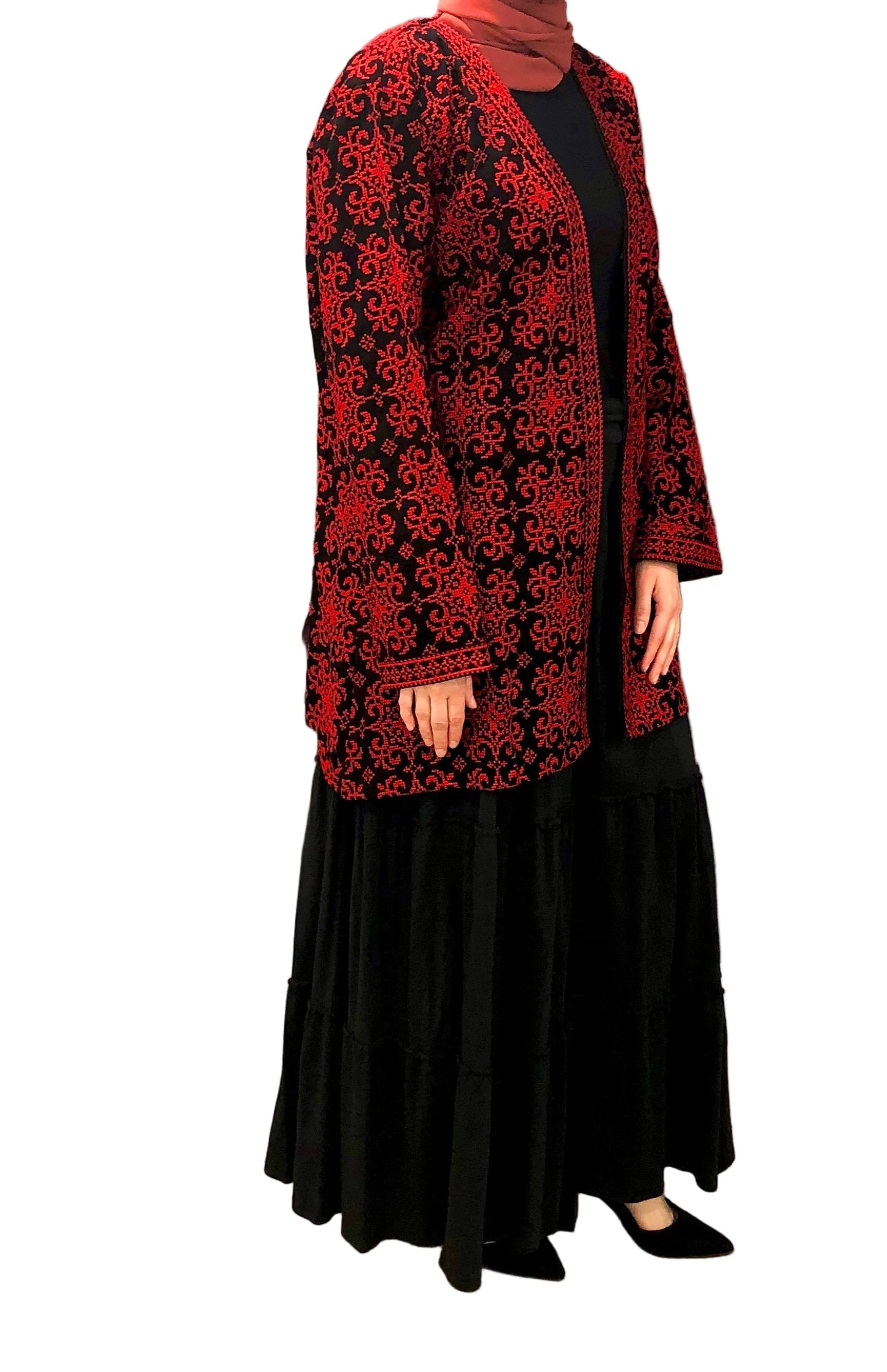 Short Traditional Palestinian Tatreez Jacket with belt