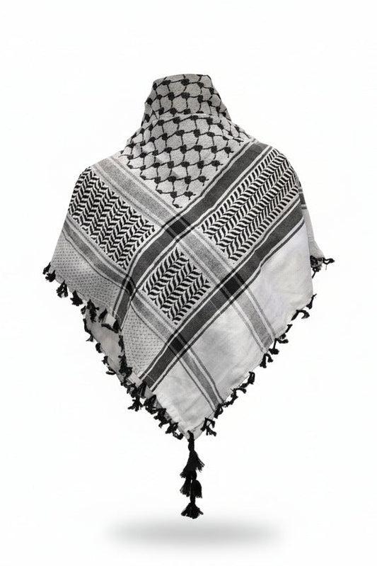 Reversible Two-Tone Cotton Kuffiyeh with Tassels