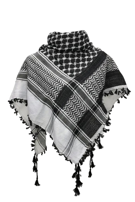 Reversible Two-Tone Cotton Kuffiyeh with Tassels