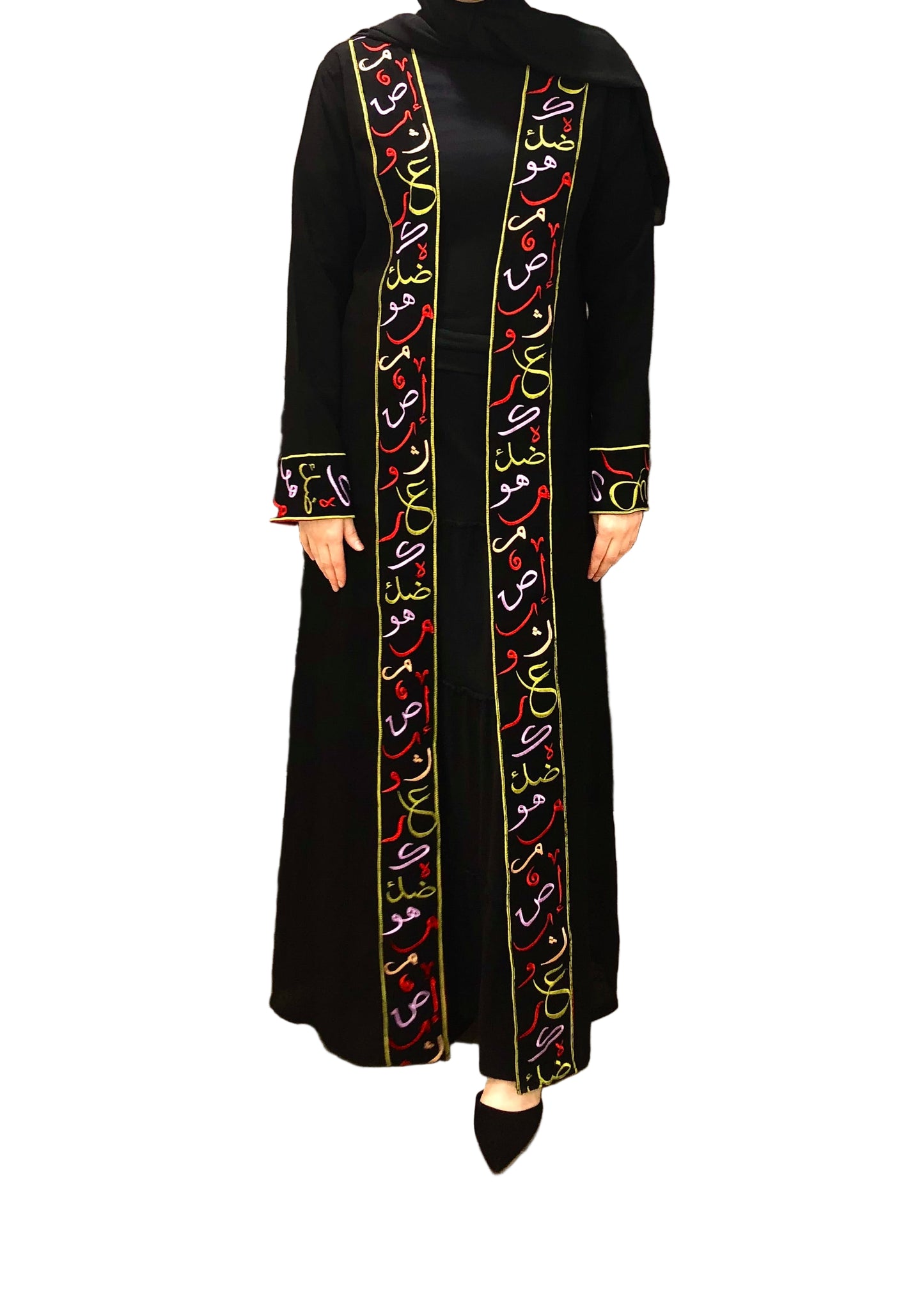 Arabic Alphabet Tatreez Abaya with Belt